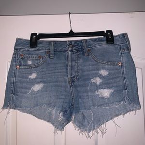 Abercrombie & Fitch Low Rise Light Wash Denim Shorts